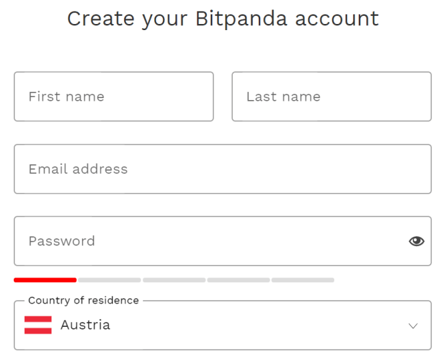 bitpanda.comアカウント作成セクションのスクリーンショット